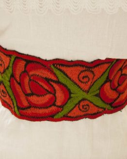 Faja artesanal bordada roja y verde Chiapas
